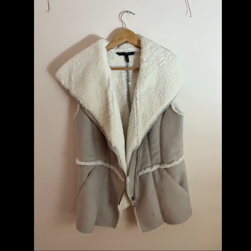 White House Black Market Half Suede Half Faux Fur Vest